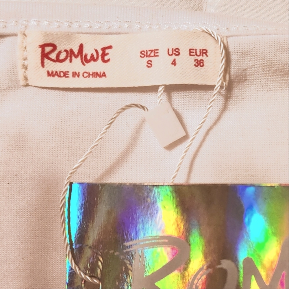 Romwe Asymmetrical Neck‎ Solid Crop Top - White - Small - Picture 4 of 4